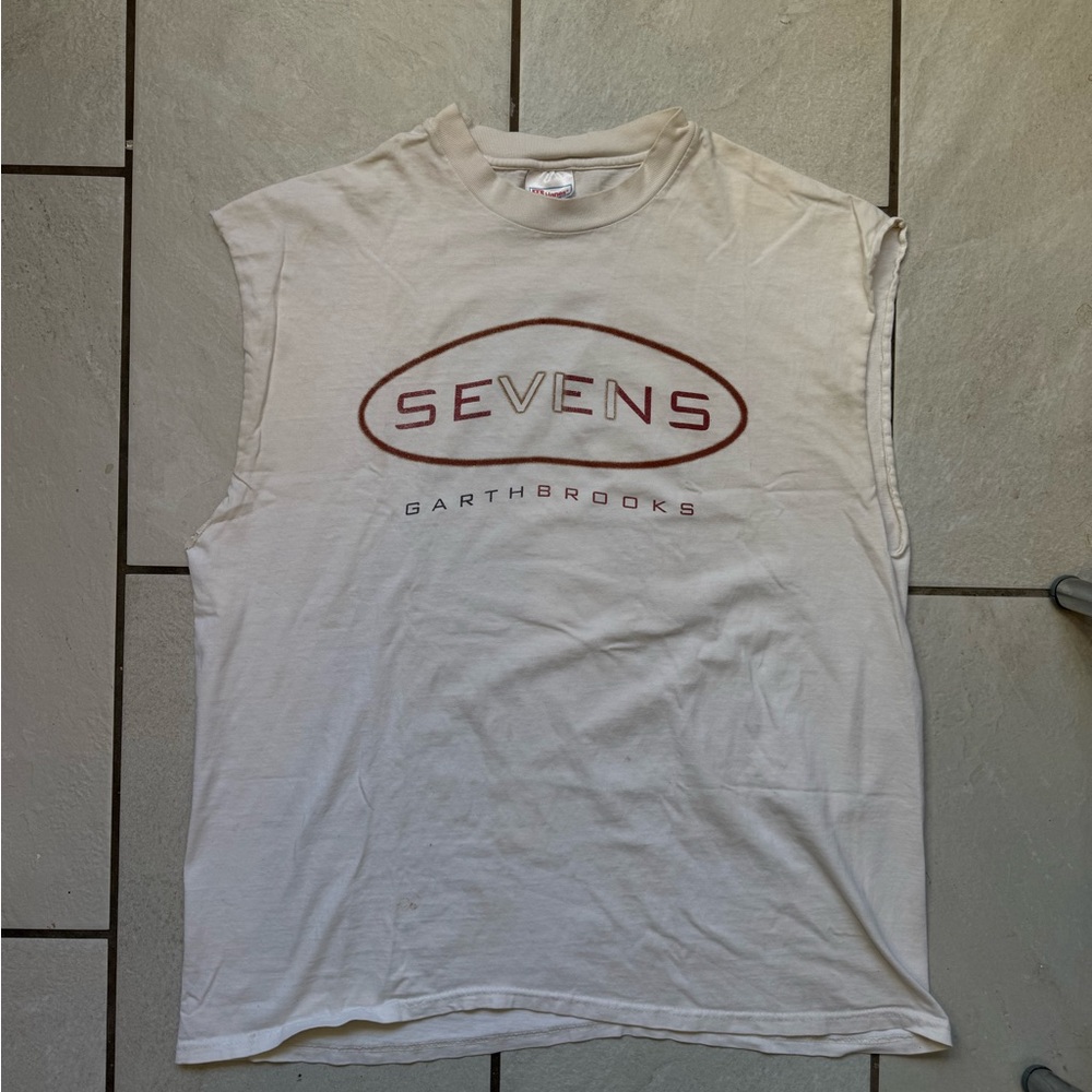 VTG 1998 Garth Brooks Sevens Tour White Sleeveless Men's Shirt